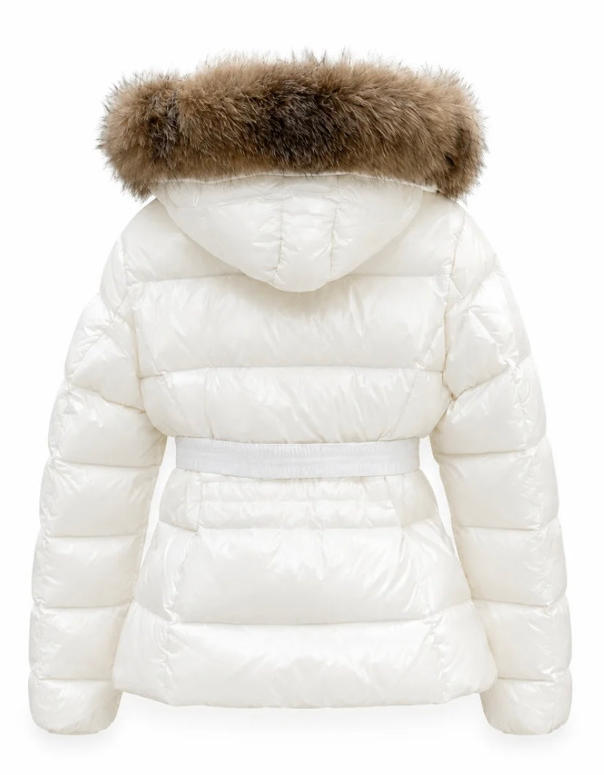 "Monc" Puffer Fur Jacket Belted