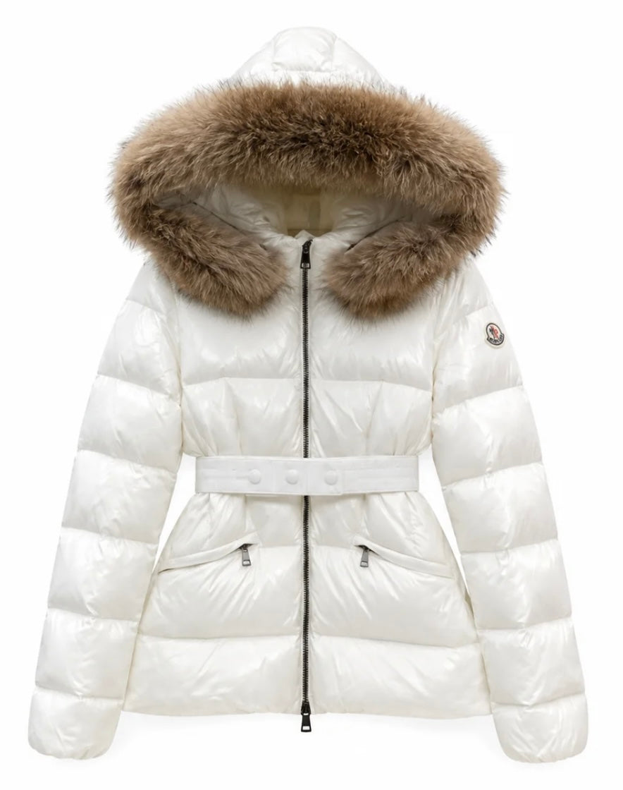 "Monc" Puffer Fur Jacket Belted
